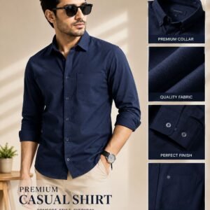 Men's Navy Blue Casual Shirt – Regular Fit
